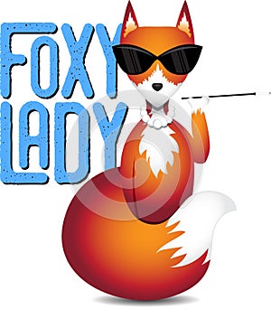 Foxy lady illustration - fox with pearls and cigarette holder photo